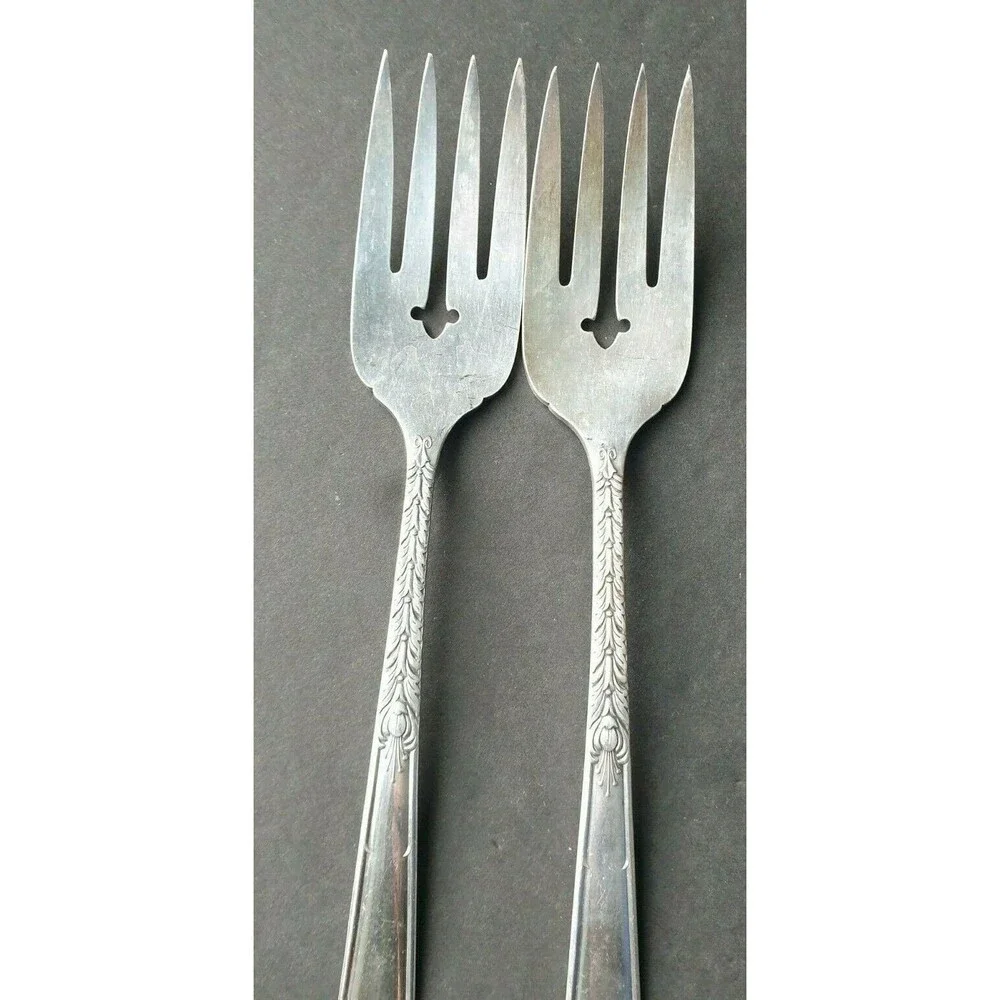 Oneida Silver Plate Janet Meat Serving Fork x 2